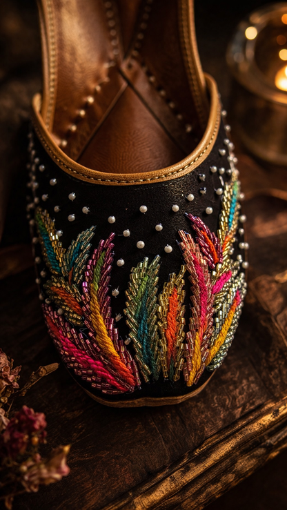 Midnight Bloom Embellished Jutti