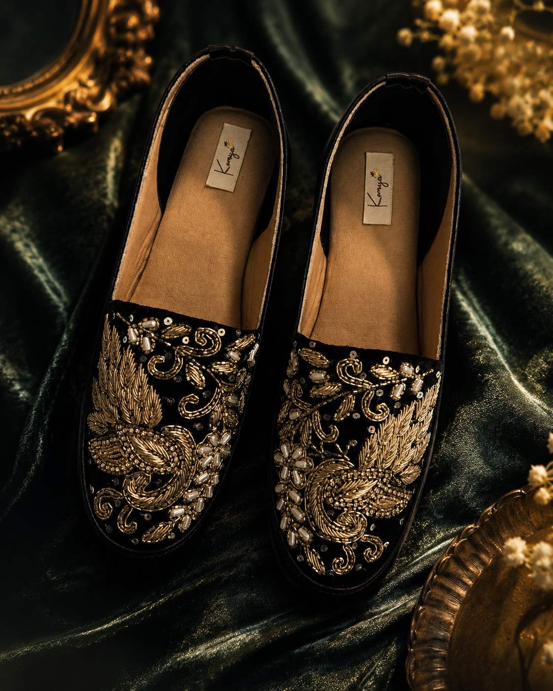 Midnight Noir black Embellished Loafers