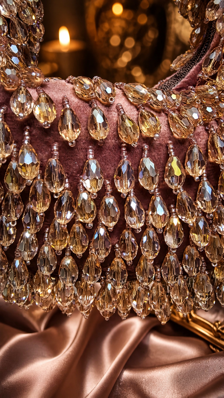Crystal Cascade Half-moon Bag ROSE-GOLD