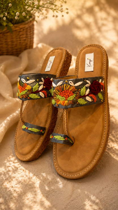 Sun Bloom Embroidered Flats