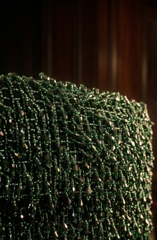 Green Emerald Beaded Shoulder Bag