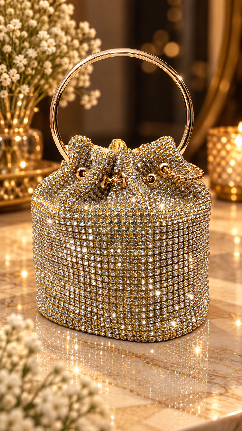 Golden Crystal Luxe Potli Bag