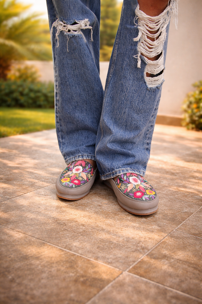 BloomCraft Embroidered Slip-On Loafers