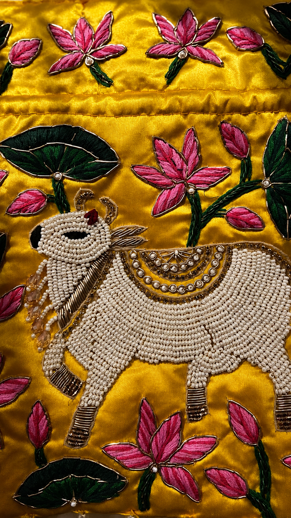Pichwai Yellow Potli Bag
