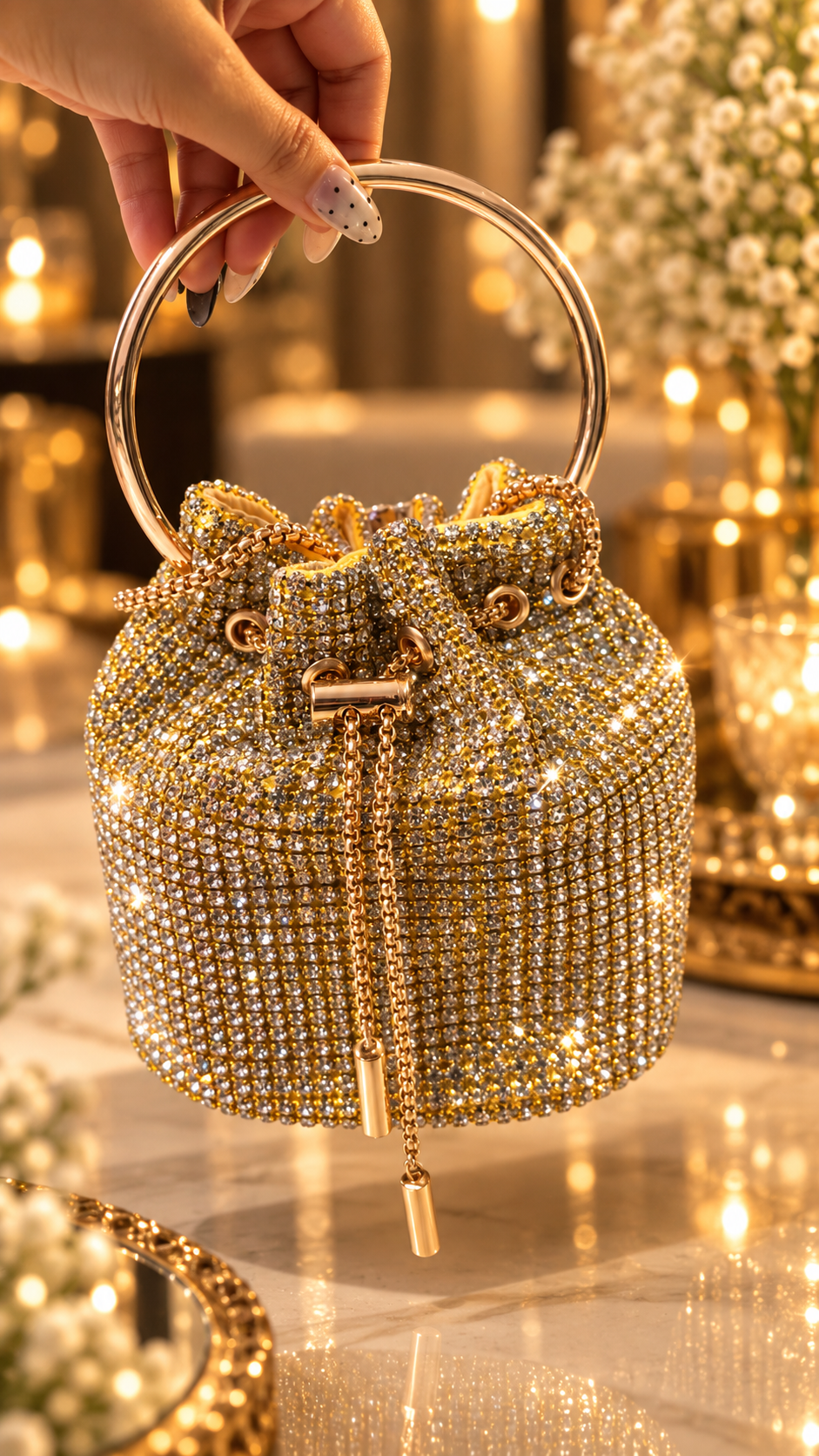 Golden Crystal Luxe Potli Bag