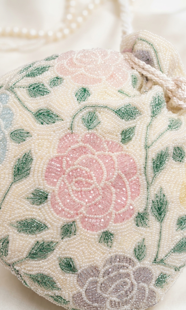 Vintage Garden Hand-Beaded Potli Bag
