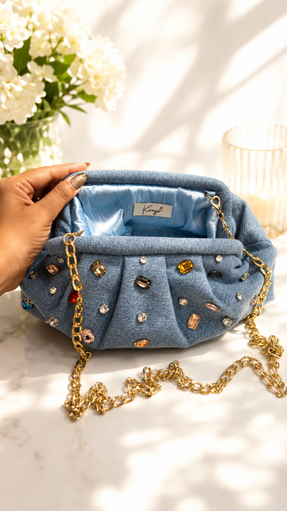 Celeste Crystal Denim Bag