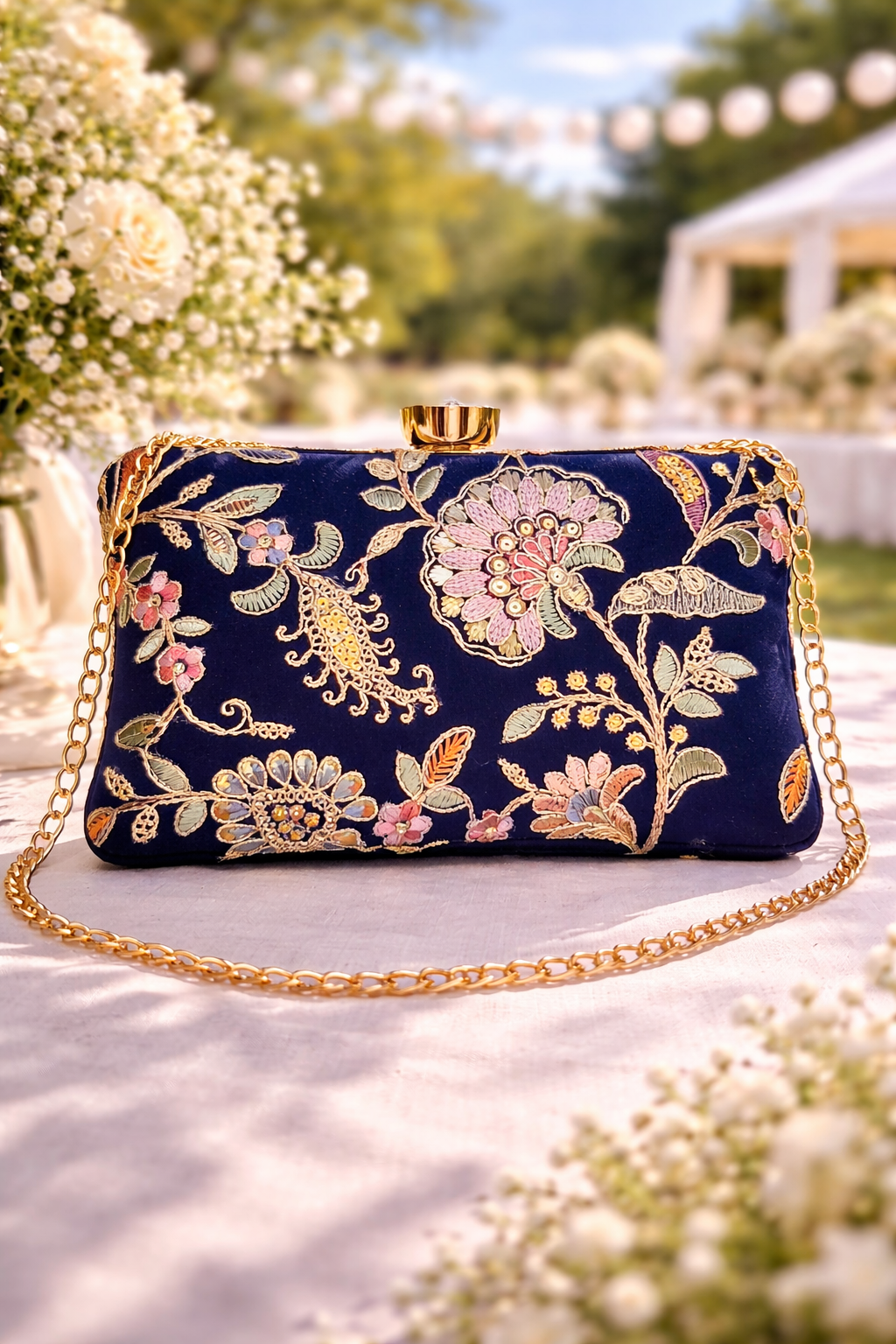 Navy Garden Clutch