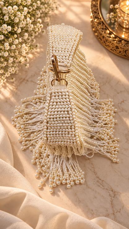 Pearl Cascade Handcrafted Handbag – Off-White