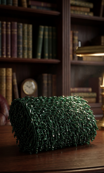 Green Emerald Beaded Shoulder Bag