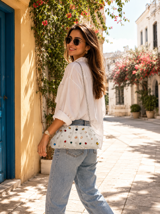 Milky White Gemstone Bag