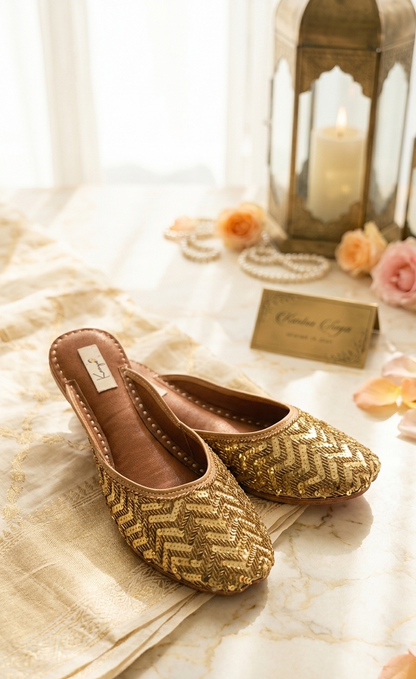 Golden Chevron Embellished Jutti
