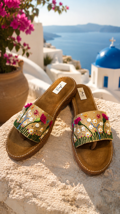 Bloom Trail Embroidered Slides