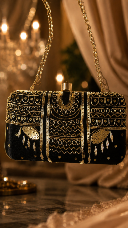 Noir Black Clutch Bag