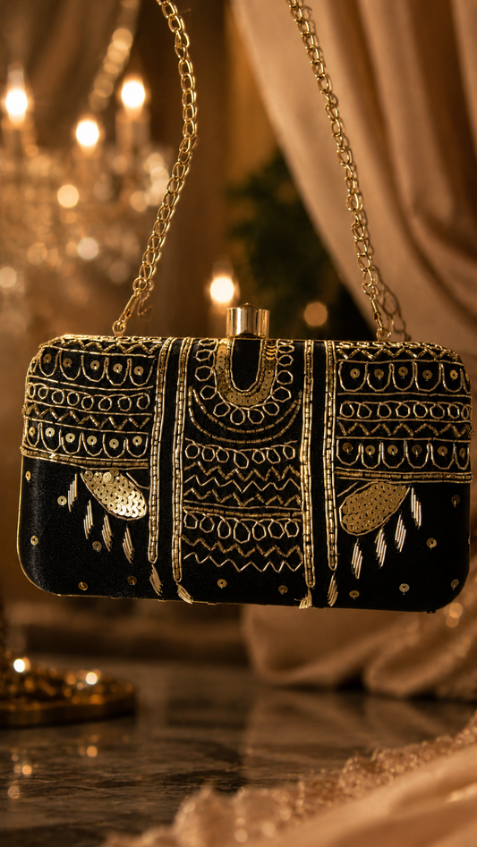 Noir Black Clutch Bag