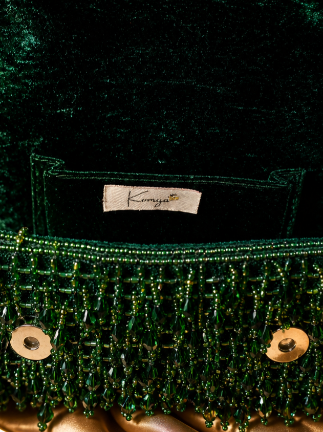 Green Emerald Beaded Shoulder Bag