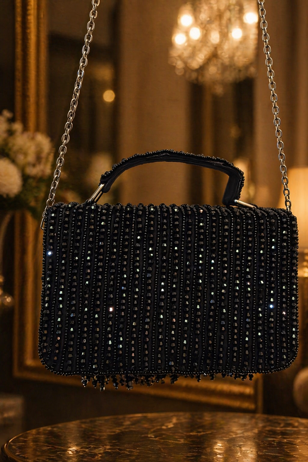 Midnight Noir black Crystal bag