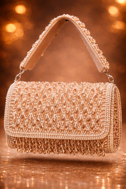 Champagne Pearl Embellished Bag