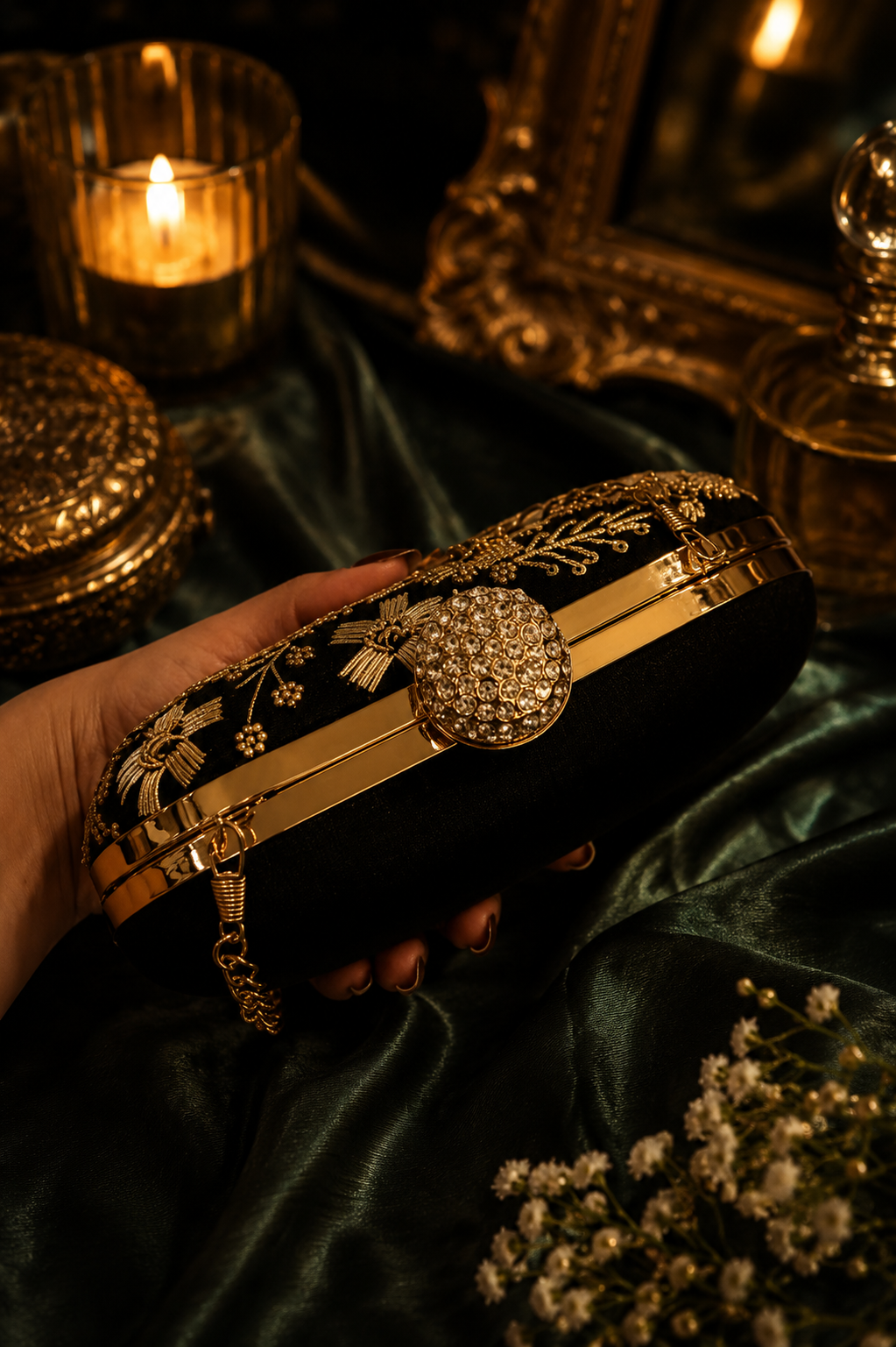 Regal Green Bloom Clutch