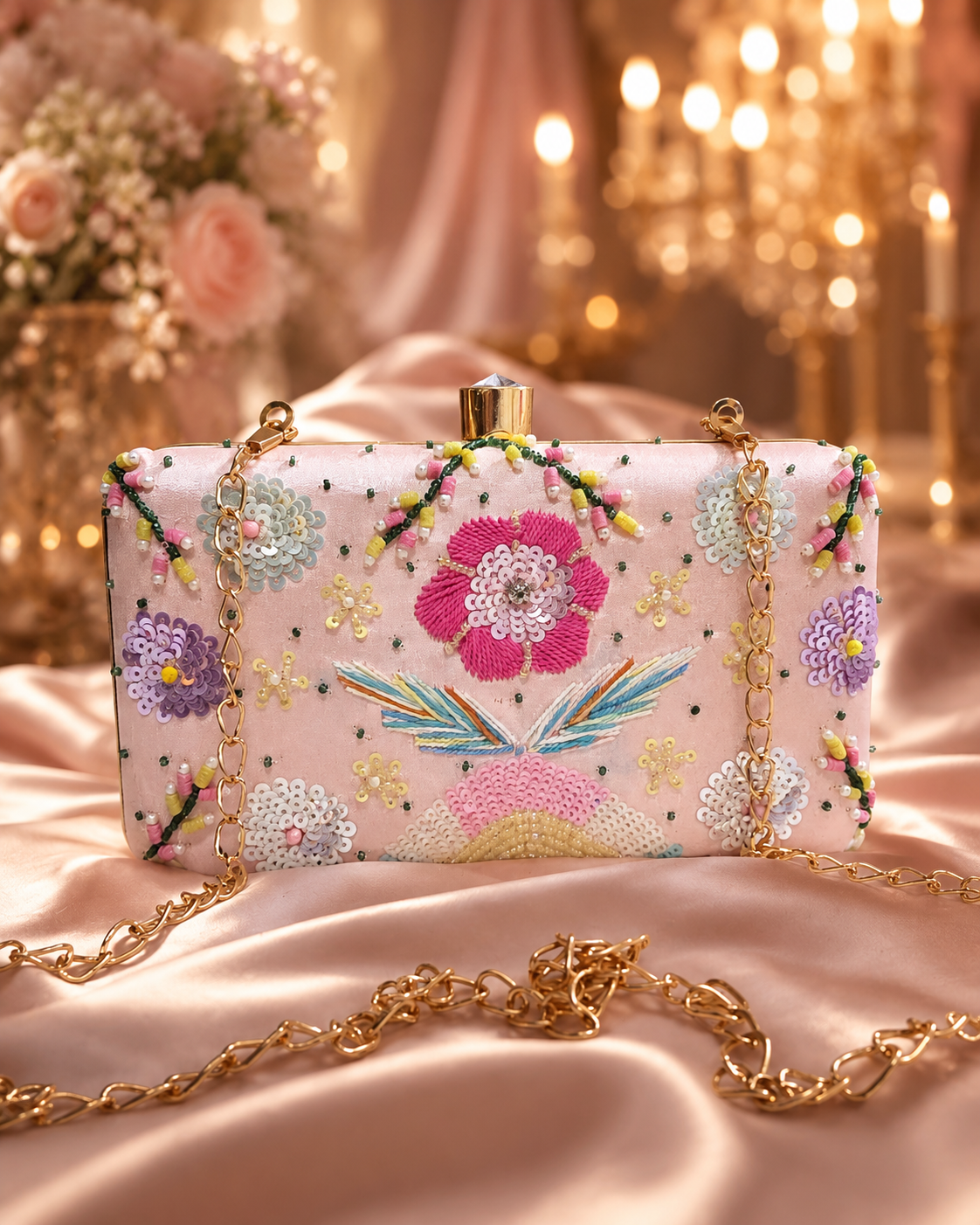 Blush Garden Embellished Clutch