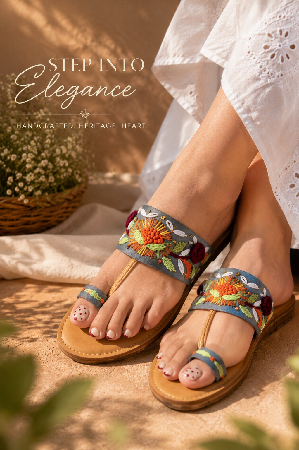 Sun Bloom Embroidered Flats