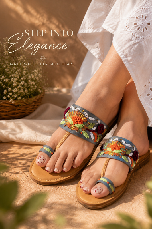 Sun Bloom Embroidered Flats