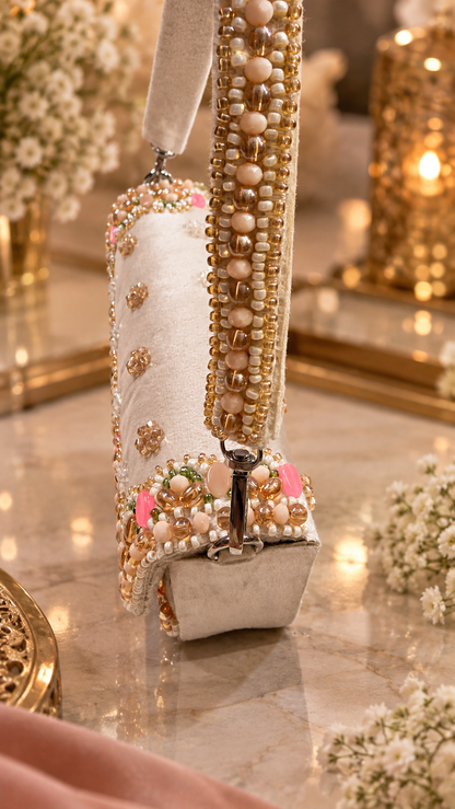 Blush Beaded Handcrafted Clutch Bag