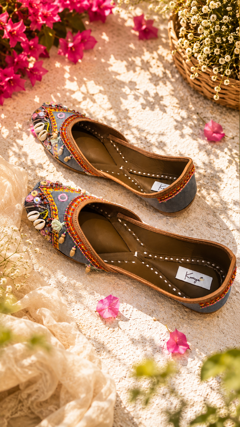 Boho Shell Embellished Handcrafted Jutti