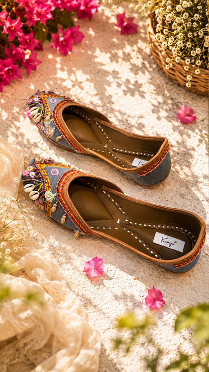 Boho Shell Embellished Handcrafted Jutti