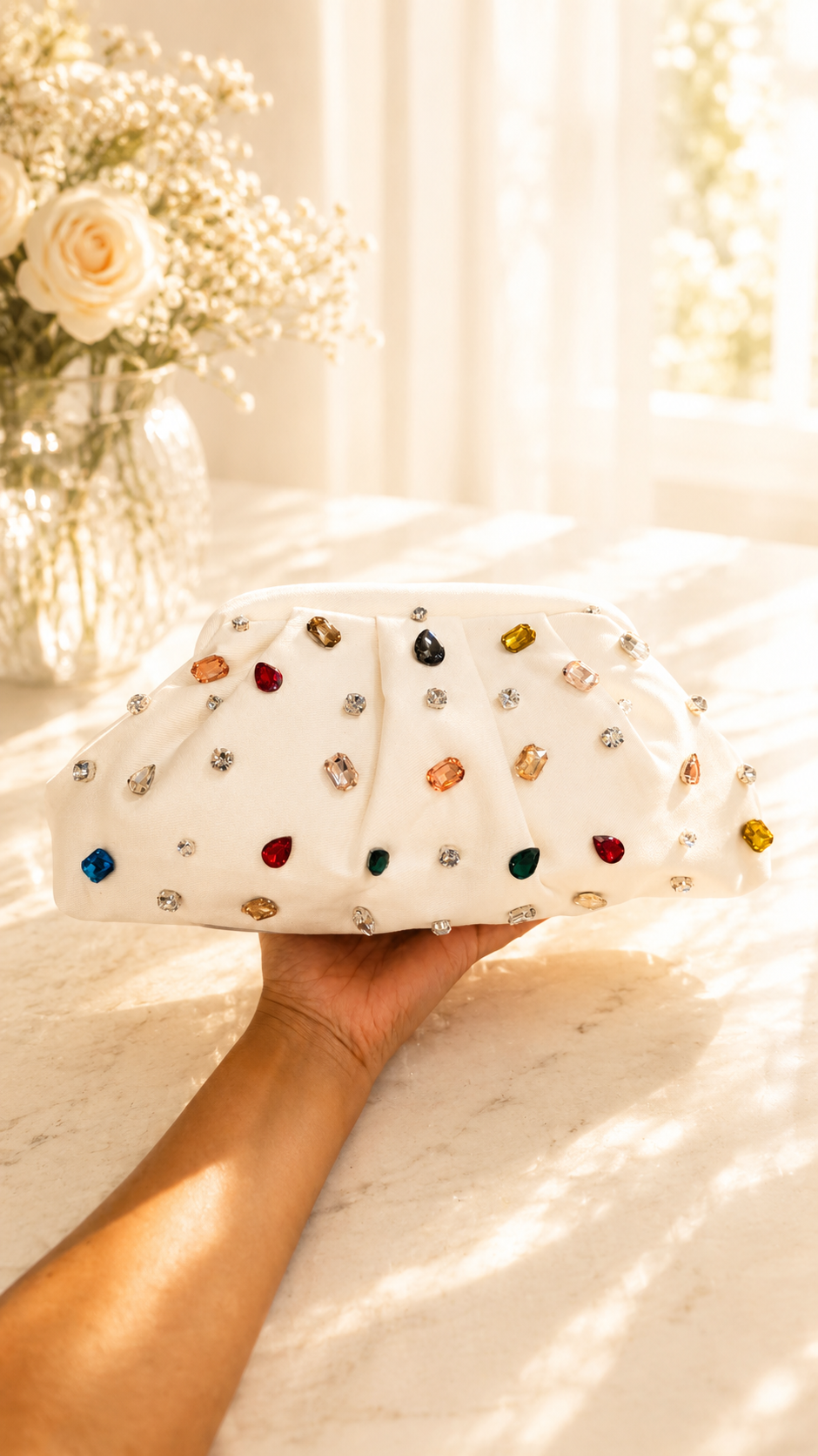 Milky White Gemstone Bag