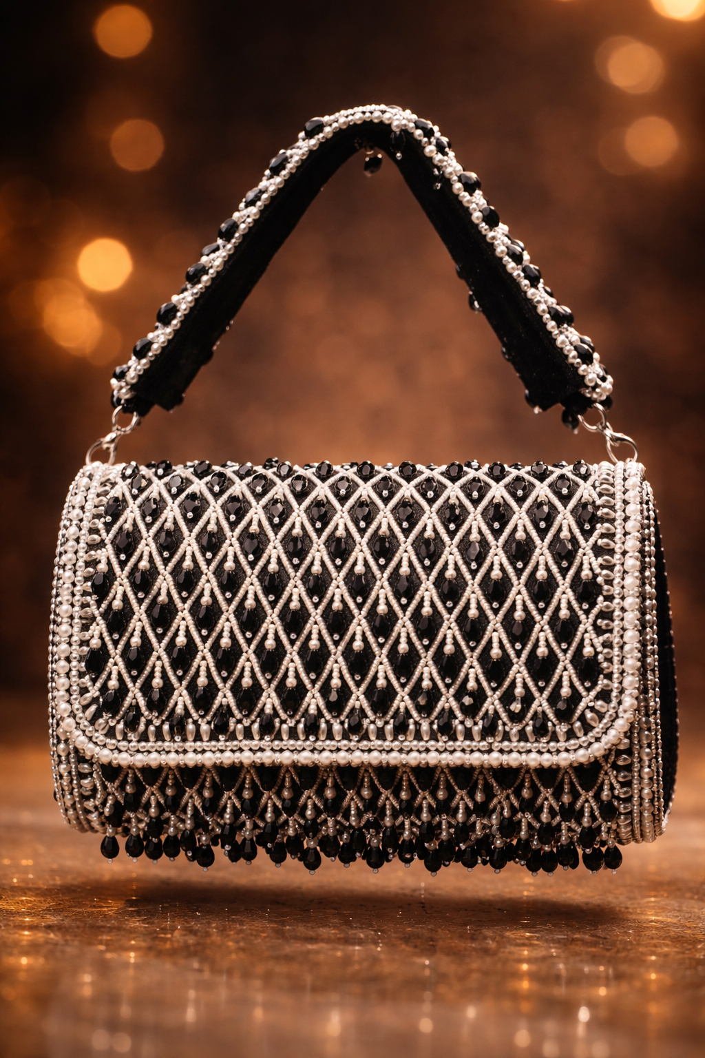 Midnight black Pearl Potli Bag