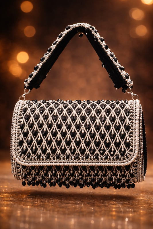 Midnight black Pearl Potli Bag