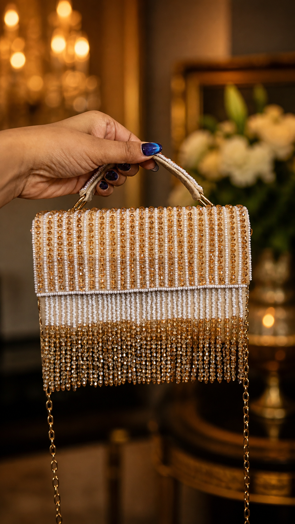 Ivory Gold Cascade bag