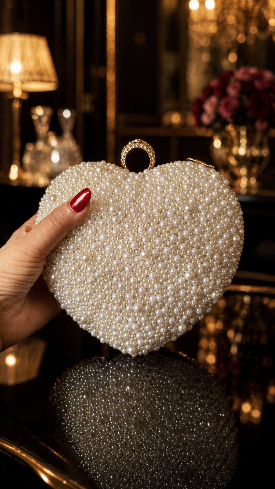 Pearl Heart Luxe Sling Clutch