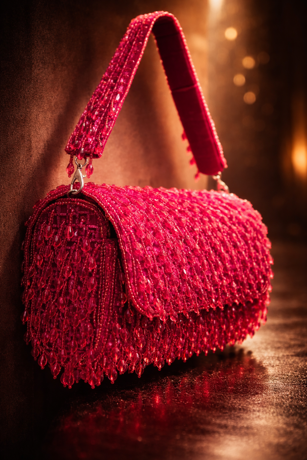 Hot Red Handcrafted Beaded Bag