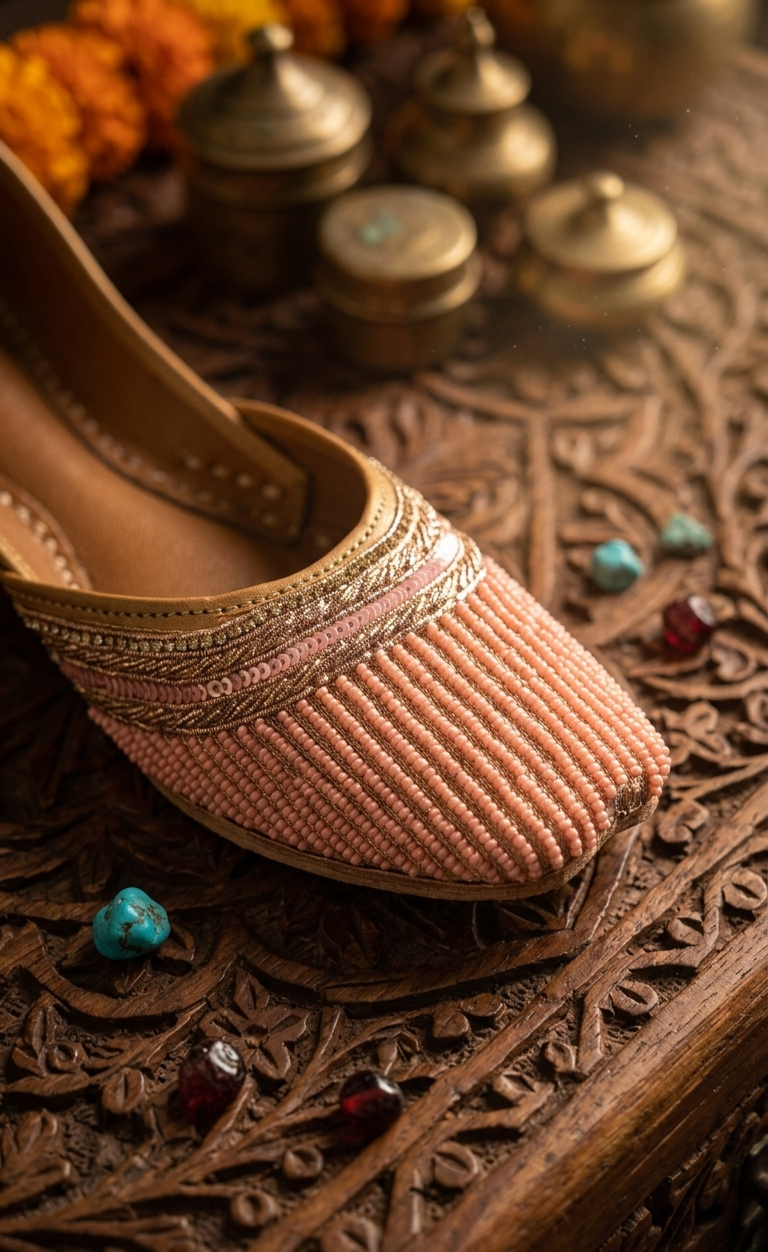 Blush Bead Embellished Jutti