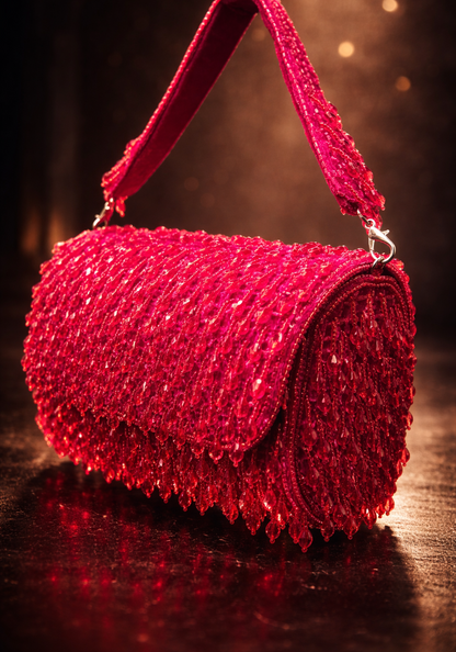 Hot Red Handcrafted Beaded Bag