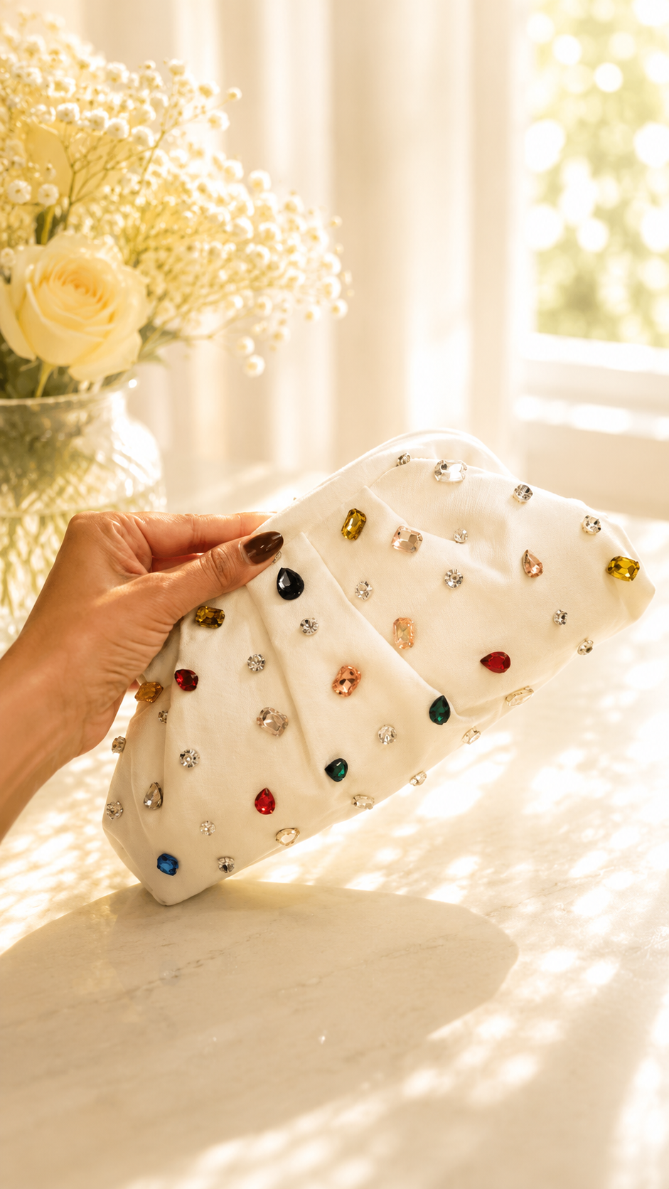 Milky White Gemstone Bag