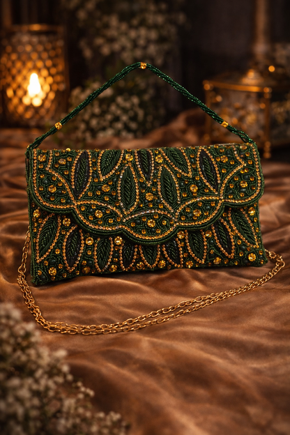 Ocean Blossom Beaded Envelope Clutch