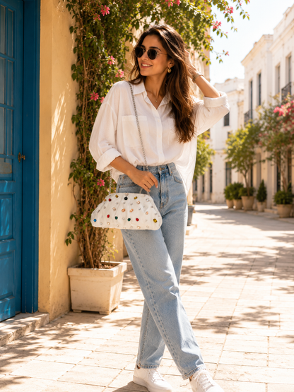 Milky White Gemstone Bag