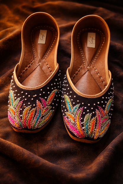 Midnight Bloom Embellished Jutti