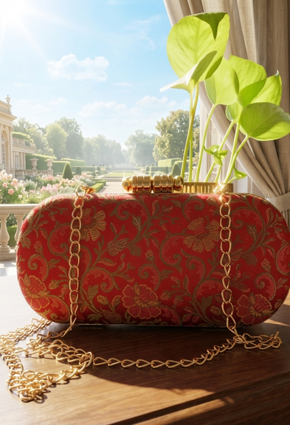 Royal Floral Brocade Clutch