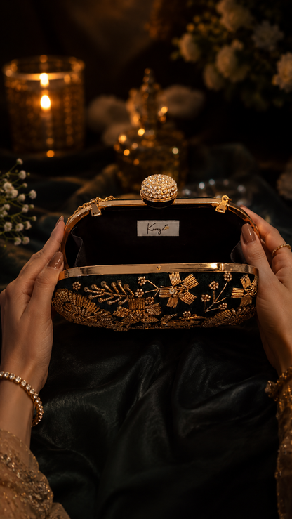 Regal Green Bloom Clutch