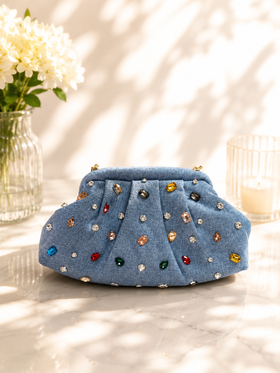 Celeste Crystal Denim Bag
