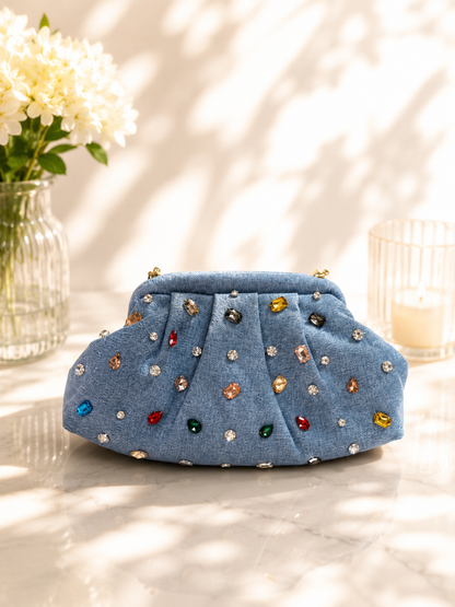 Celeste Crystal Denim Bag