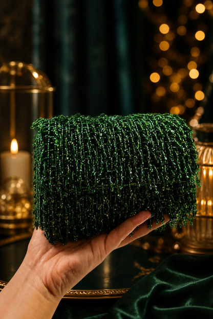 Green Emerald Beaded Shoulder Bag