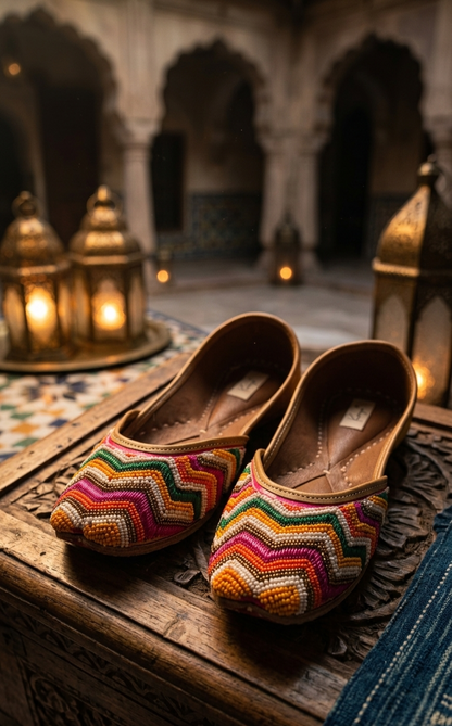 Multicolor Chevron Embellished Jutti