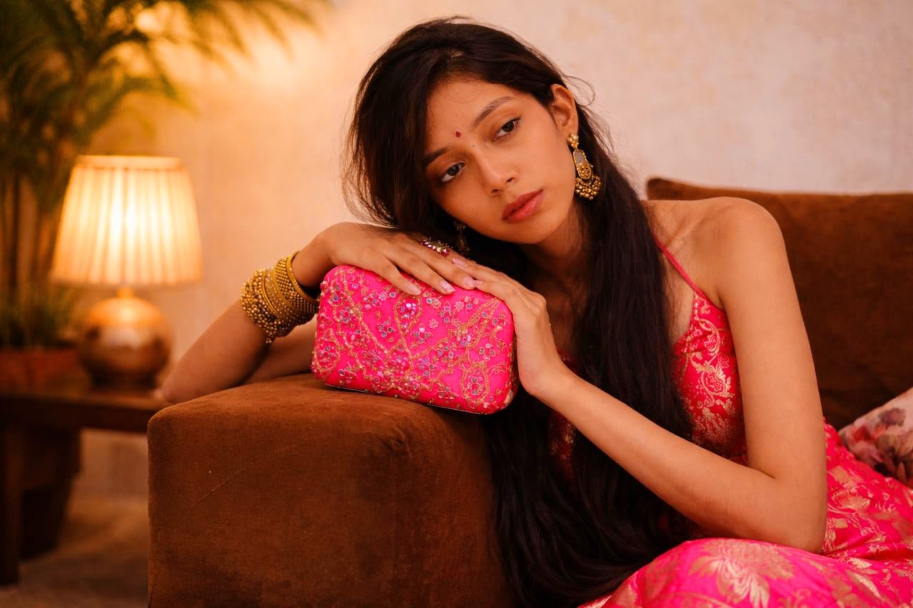 Hot Pink Mirror Work Clutch