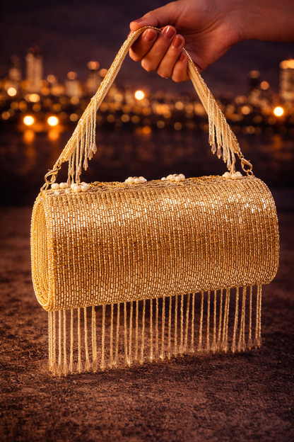 Golden Pearl Embellished Clutch