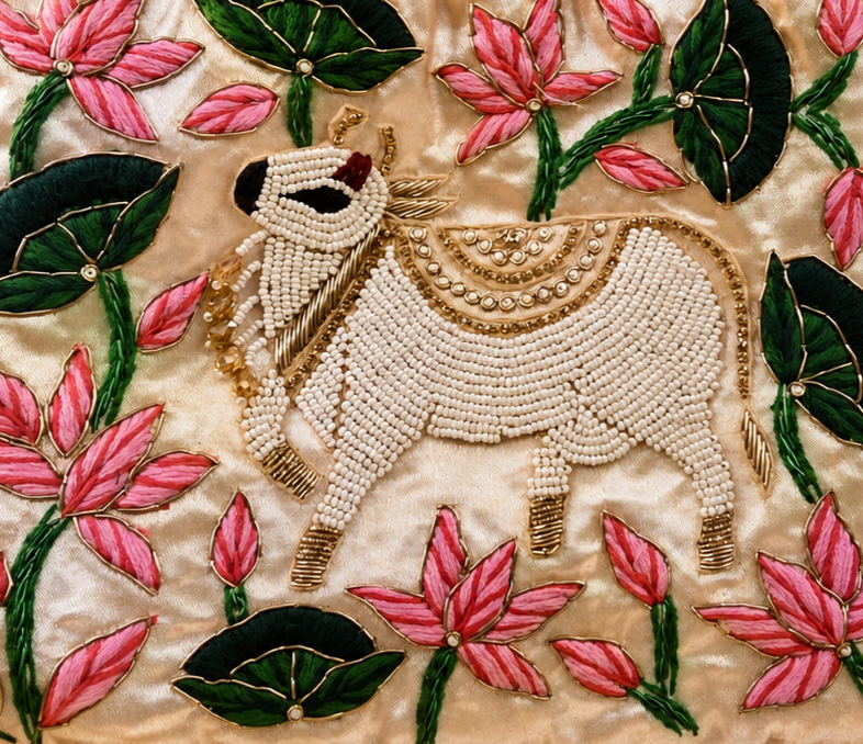 Pichwai ivory gold Potli Bag